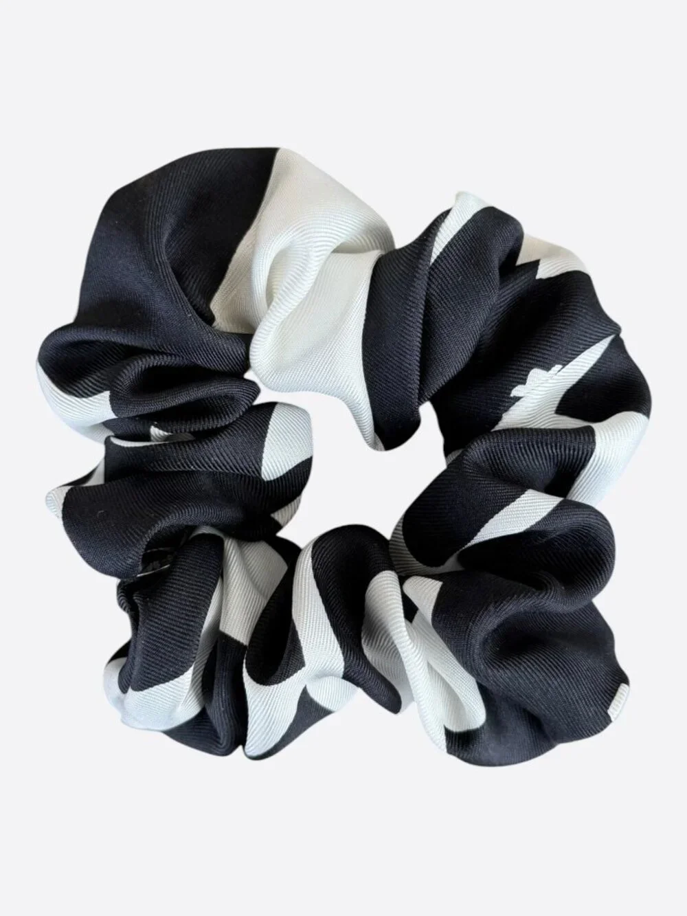 Chrome Hearts White & Black Plus Cross Silk Scrunchie